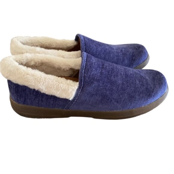 Vionic Claire Velvet Cozy Collar Slippers in Denim Marl 9.5 - Picture 1 of 5